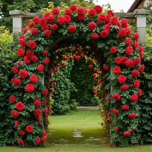 Роза плетистая Алый Триумф купить по цене от 319р. в интернет-магазине «Посадика» с доставкой почтой в в Троицке и по всей России – [изображение №1].